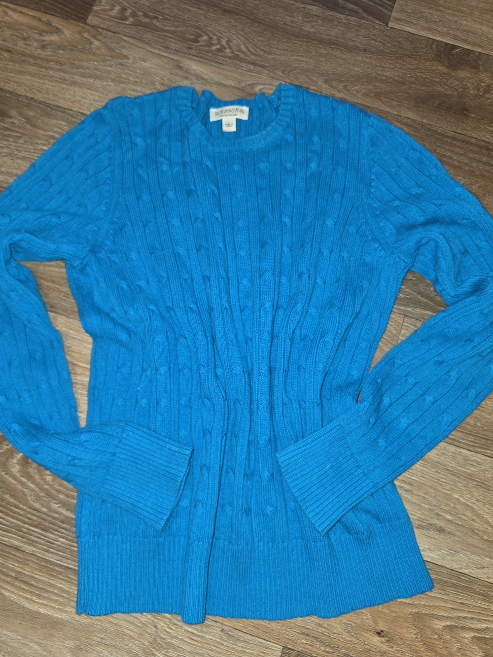 St. John's Bay Bright Turquoise Cable Knit Crewneck Sweater